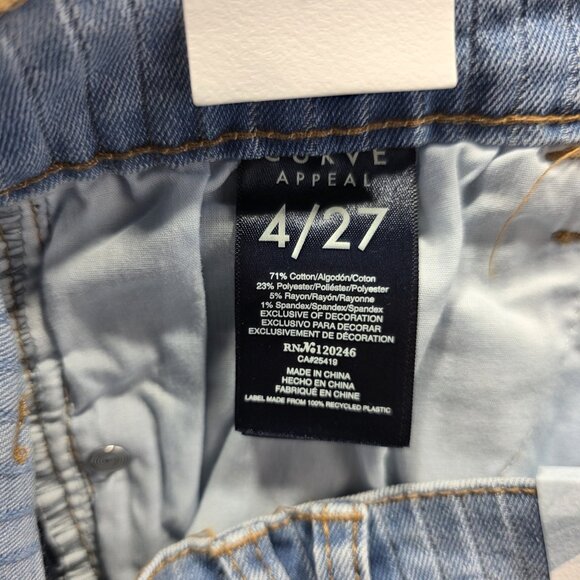 Curve Appeal Jeans Womens 4 High Rise Essential Skinny Pinstripe Denim Pants - Picture 6 of 11